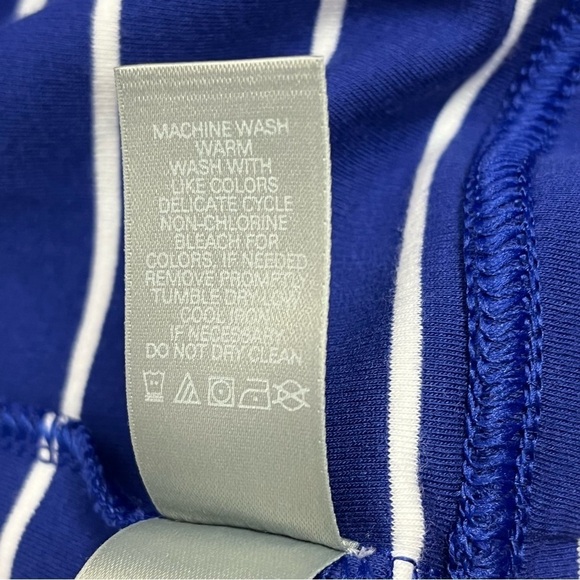 Liz Claiborne Womens Vest Stretch Blue White Stripe Pockets 2X - Picture 11 of 11